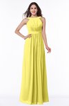 ColsBM Alicia Yellow Iris Glamorous A-line Thick Straps Sleeveless Chiffon Sash Plus Size Bridesmaid Dresses