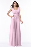ColsBM Patricia Baby Pink Plain Zipper Chiffon Floor Length Ruching Plus Size Bridesmaid Dresses