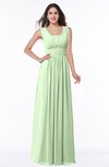 ColsBM Patricia Pale Green Plain Zipper Chiffon Floor Length Ruching Plus Size Bridesmaid Dresses