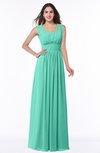 ColsBM Patricia Seafoam Green Plain Zipper Chiffon Floor Length Ruching Plus Size Bridesmaid Dresses