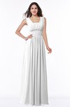 ColsBM Patricia White Plain Zipper Chiffon Floor Length Ruching Plus Size Bridesmaid Dresses