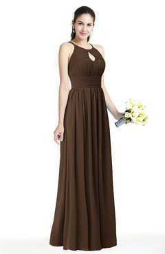 ColsBM Cherish Chocolate Brown Traditional A-line Jewel Sleeveless Zipper Sash Bridesmaid Dresses