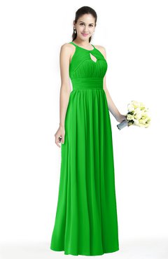 ColsBM Cherish Classic Green Traditional A-line Jewel Sleeveless Zipper Sash Bridesmaid Dresses