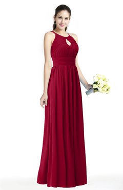ColsBM Cherish Dark Red Traditional A-line Jewel Sleeveless Zipper Sash Bridesmaid Dresses