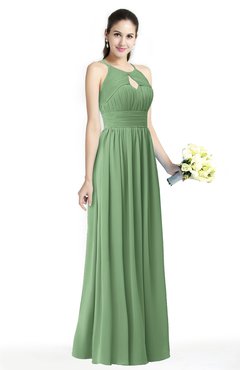 ColsBM Cherish Fair Green Traditional A-line Jewel Sleeveless Zipper Sash Bridesmaid Dresses