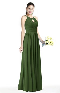 ColsBM Cherish Garden Green Traditional A-line Jewel Sleeveless Zipper Sash Bridesmaid Dresses