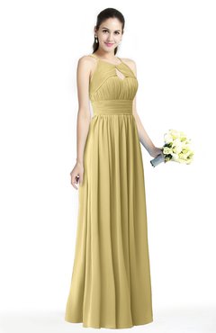 ColsBM Cherish Gold Traditional A-line Jewel Sleeveless Zipper Sash Bridesmaid Dresses