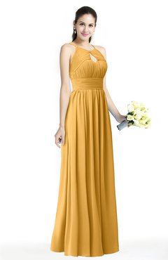 ColsBM Cherish Golden Cream Traditional A-line Jewel Sleeveless Zipper Sash Bridesmaid Dresses