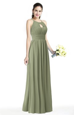 ColsBM Cherish Moss Green Traditional A-line Jewel Sleeveless Zipper Sash Bridesmaid Dresses