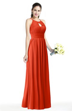 ColsBM Cherish Persimmon Traditional A-line Jewel Sleeveless Zipper Sash Bridesmaid Dresses