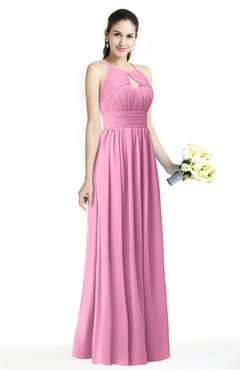ColsBM Cherish Pink Traditional A-line Jewel Sleeveless Zipper Sash Bridesmaid Dresses