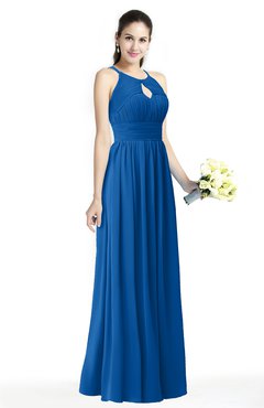 ColsBM Cherish Royal Blue Traditional A-line Jewel Sleeveless Zipper Sash Bridesmaid Dresses