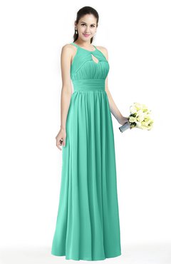 ColsBM Cherish Seafoam Green Traditional A-line Jewel Sleeveless Zipper Sash Bridesmaid Dresses