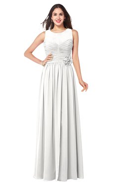 ColsBM Carla Cloud White Romantic Jewel Zipper Chiffon Pleated Plus Size Bridesmaid Dresses