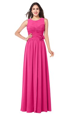 ColsBM Carla Fandango Pink Romantic Jewel Zipper Chiffon Pleated Plus Size Bridesmaid Dresses