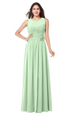 ColsBM Carla Light Green Romantic Jewel Zipper Chiffon Pleated Plus Size Bridesmaid Dresses