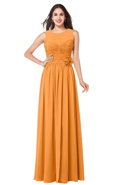 ColsBM Carla Orange Romantic Jewel Zipper Chiffon Pleated Plus Size Bridesmaid Dresses
