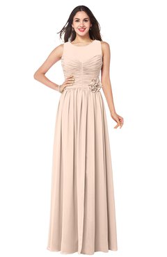 ColsBM Carla Peach Puree Romantic Jewel Zipper Chiffon Pleated Plus Size Bridesmaid Dresses