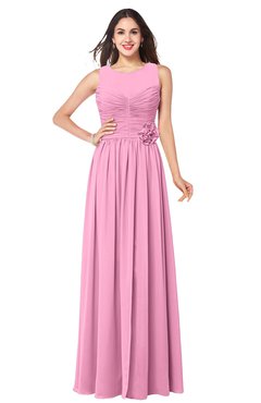 ColsBM Carla Pink Romantic Jewel Zipper Chiffon Pleated Plus Size Bridesmaid Dresses