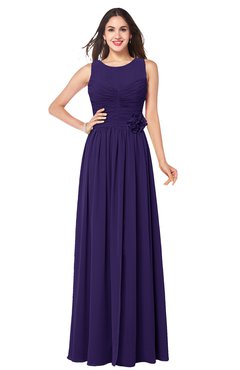 ColsBM Carla Royal Purple Romantic Jewel Zipper Chiffon Pleated Plus Size Bridesmaid Dresses