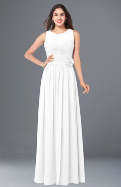 ColsBM Carla White Romantic Jewel Zipper Chiffon Pleated Plus Size Bridesmaid Dresses