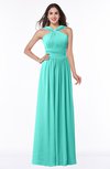 ColsBM Marie Blue Turquoise Plain A-line Jewel Sleeveless Chiffon Bridesmaid Dresses
