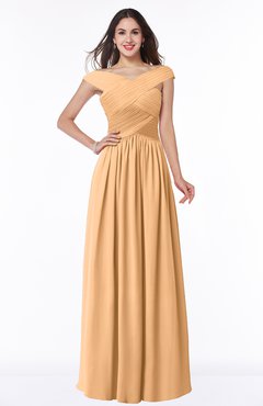 ColsBM Wendy Apricot Classic A-line Off-the-Shoulder Sleeveless Zip up Floor Length Plus Size Bridesmaid Dresses