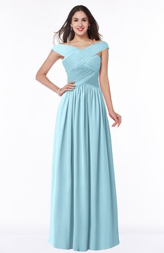 ColsBM Wendy Aqua Classic A-line Off-the-Shoulder Sleeveless Zip up Floor Length Plus Size Bridesmaid Dresses