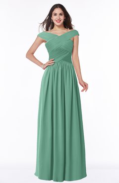ColsBM Wendy Beryl Green Classic A-line Off-the-Shoulder Sleeveless Zip up Floor Length Plus Size Bridesmaid Dresses