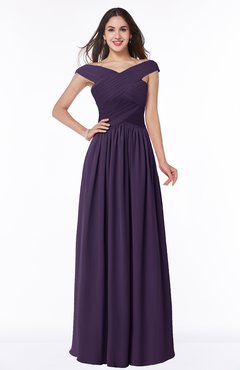 ColsBM Wendy Blackberry Cordial Classic A-line Off-the-Shoulder Sleeveless Zip up Floor Length Plus Size Bridesmaid Dresses