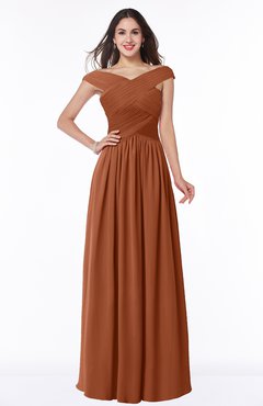 ColsBM Wendy Bombay Brown Classic A-line Off-the-Shoulder Sleeveless Zip up Floor Length Plus Size Bridesmaid Dresses