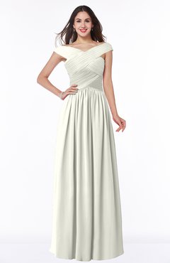 ColsBM Wendy Cream Classic A-line Off-the-Shoulder Sleeveless Zip up Floor Length Plus Size Bridesmaid Dresses