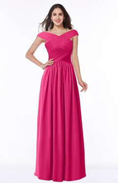 ColsBM Wendy Fuschia Classic A-line Off-the-Shoulder Sleeveless Zip up Floor Length Plus Size Bridesmaid Dresses