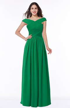 ColsBM Wendy Green Classic A-line Off-the-Shoulder Sleeveless Zip up Floor Length Plus Size Bridesmaid Dresses