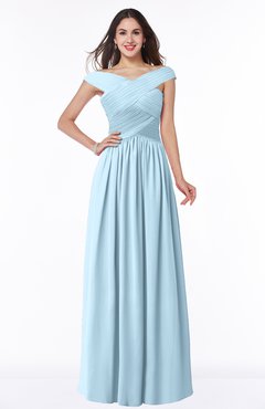 ColsBM Wendy Ice Blue Classic A-line Off-the-Shoulder Sleeveless Zip up Floor Length Plus Size Bridesmaid Dresses