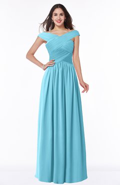 ColsBM Wendy Light Blue Classic A-line Off-the-Shoulder Sleeveless Zip up Floor Length Plus Size Bridesmaid Dresses