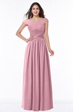 ColsBM Wendy Light Coral Classic A-line Off-the-Shoulder Sleeveless Zip up Floor Length Plus Size Bridesmaid Dresses
