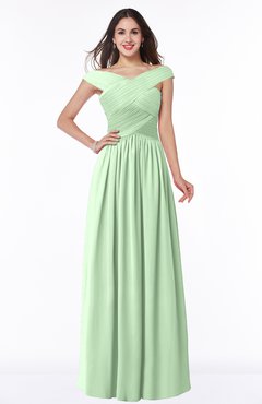 ColsBM Wendy Light Green Classic A-line Off-the-Shoulder Sleeveless Zip up Floor Length Plus Size Bridesmaid Dresses