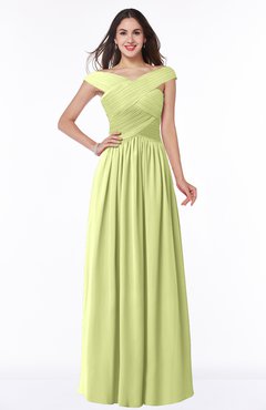 ColsBM Wendy Lime Green Classic A-line Off-the-Shoulder Sleeveless Zip up Floor Length Plus Size Bridesmaid Dresses