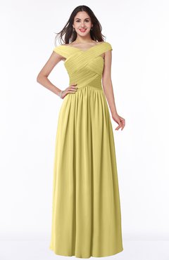 ColsBM Wendy Misted Yellow Classic A-line Off-the-Shoulder Sleeveless Zip up Floor Length Plus Size Bridesmaid Dresses