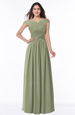ColsBM Wendy Moss Green Classic A-line Off-the-Shoulder Sleeveless Zip up Floor Length Plus Size Bridesmaid Dresses