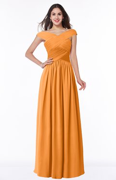 ColsBM Wendy Orange Classic A-line Off-the-Shoulder Sleeveless Zip up Floor Length Plus Size Bridesmaid Dresses