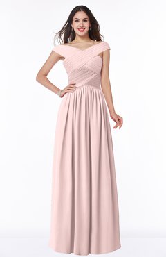 ColsBM Wendy Pastel Pink Classic A-line Off-the-Shoulder Sleeveless Zip up Floor Length Plus Size Bridesmaid Dresses