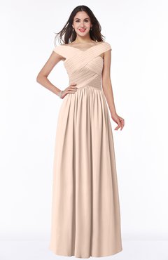 ColsBM Wendy Peach Puree Classic A-line Off-the-Shoulder Sleeveless Zip up Floor Length Plus Size Bridesmaid Dresses