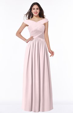ColsBM Wendy Petal Pink Classic A-line Off-the-Shoulder Sleeveless Zip up Floor Length Plus Size Bridesmaid Dresses