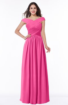 ColsBM Wendy Rose Pink Classic A-line Off-the-Shoulder Sleeveless Zip up Floor Length Plus Size Bridesmaid Dresses
