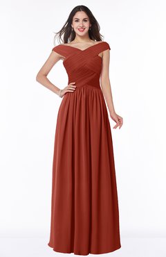 ColsBM Wendy Rust Classic A-line Off-the-Shoulder Sleeveless Zip up Floor Length Plus Size Bridesmaid Dresses