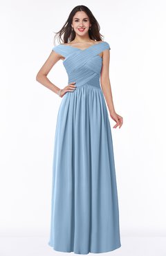 ColsBM Wendy Sky Blue Classic A-line Off-the-Shoulder Sleeveless Zip up Floor Length Plus Size Bridesmaid Dresses