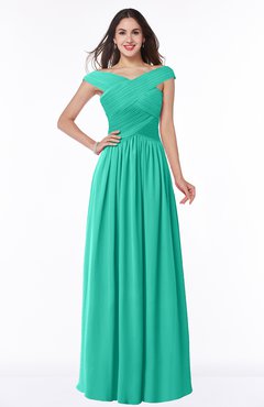 ColsBM Wendy Viridian Green Classic A-line Off-the-Shoulder Sleeveless Zip up Floor Length Plus Size Bridesmaid Dresses