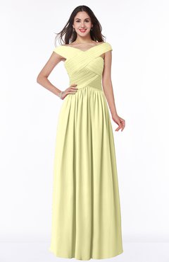 ColsBM Wendy Wax Yellow Classic A-line Off-the-Shoulder Sleeveless Zip up Floor Length Plus Size Bridesmaid Dresses